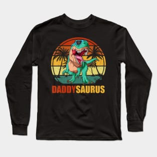 Daddysaurus Rex Dad Matching Dinosaur Birthday Party Long Sleeve T-Shirt